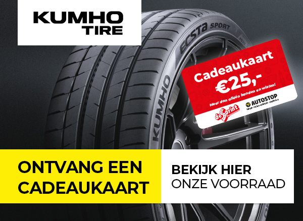 Nu een gratis cadeaukaart bij aankoop en montage van twee Kumho-banden.